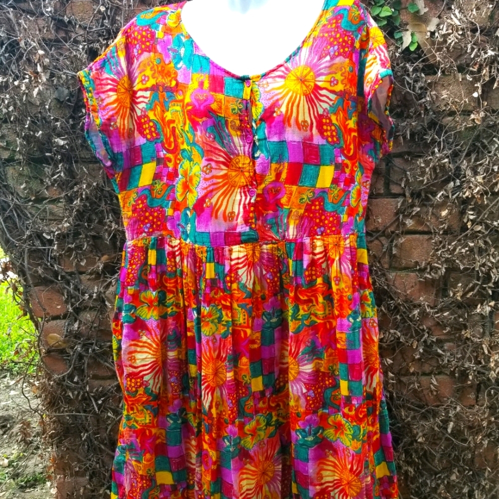 Vintage 90s Indian cotton sundress L